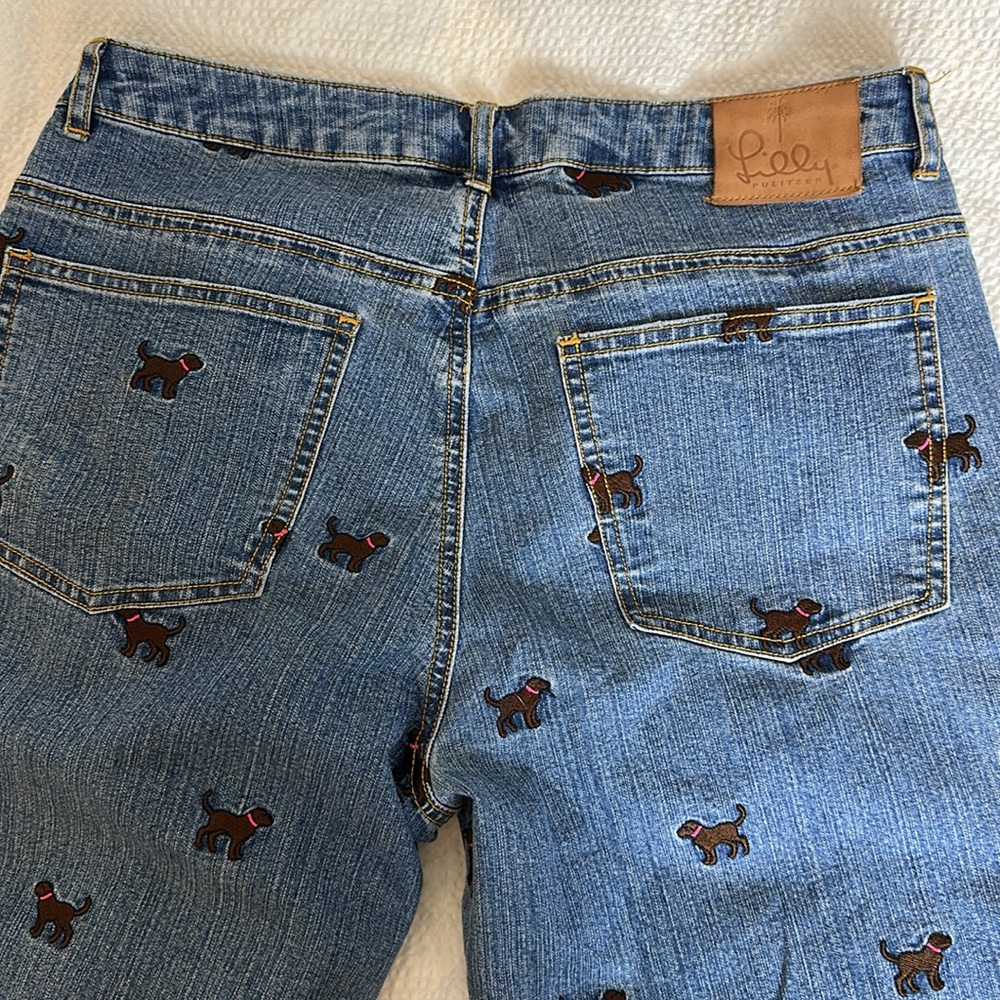 Lilly Pulitzer Blue Straight Leg Jeans with Unique‎ Print - Picture 4 of 7